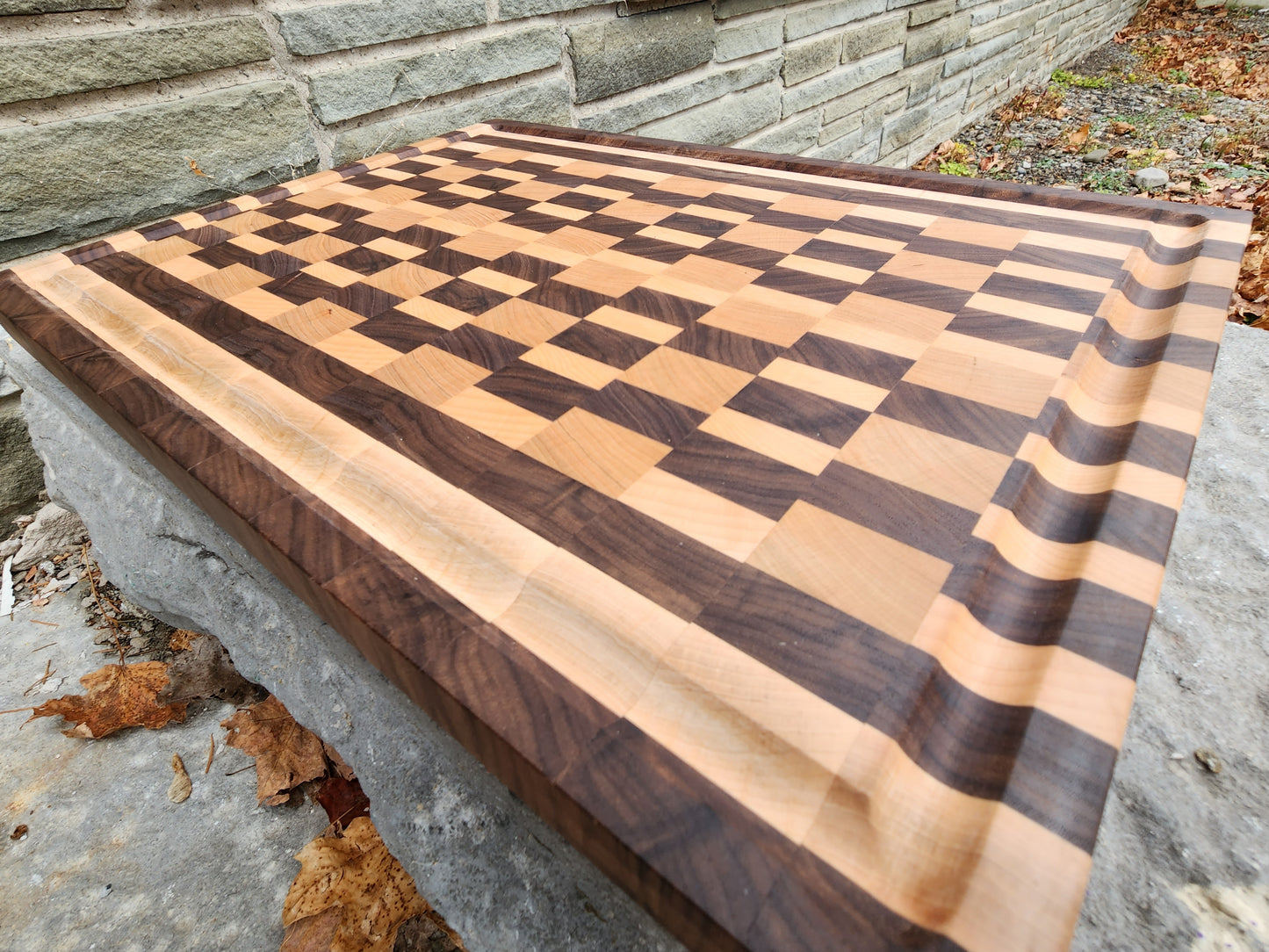 Butcher Block Cutting Board with Juice Groove - End Grain - Cherry, Walnut, Maple