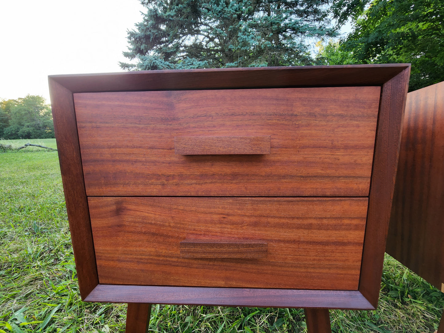 Mid-Century Modern Mahogany and Maple Night Stands