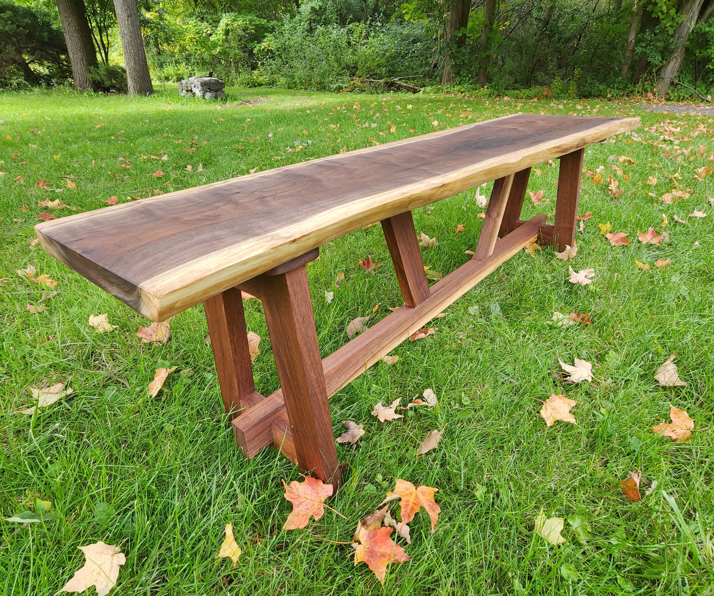 Live Edge Walnut Slab Bench