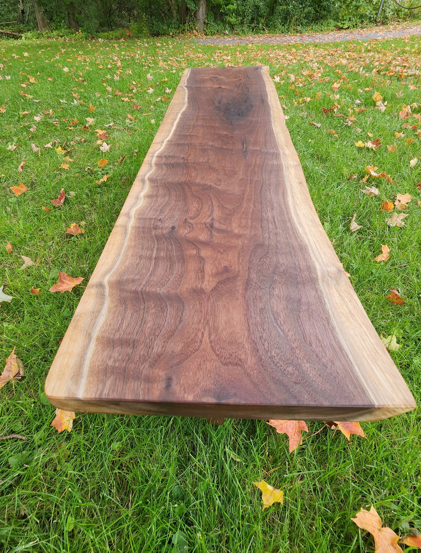 Live Edge Walnut Slab Bench