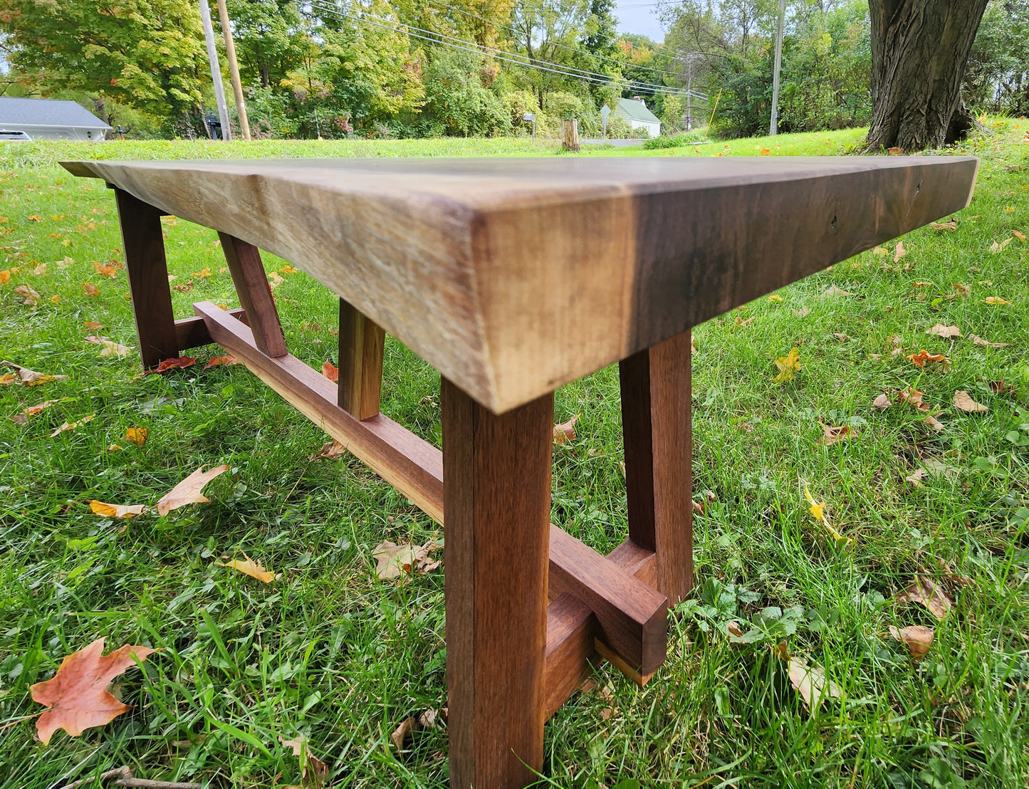 Live Edge Walnut Slab Bench