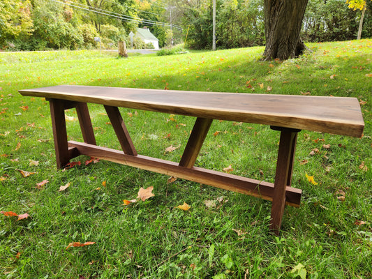 Live Edge Walnut Slab Bench